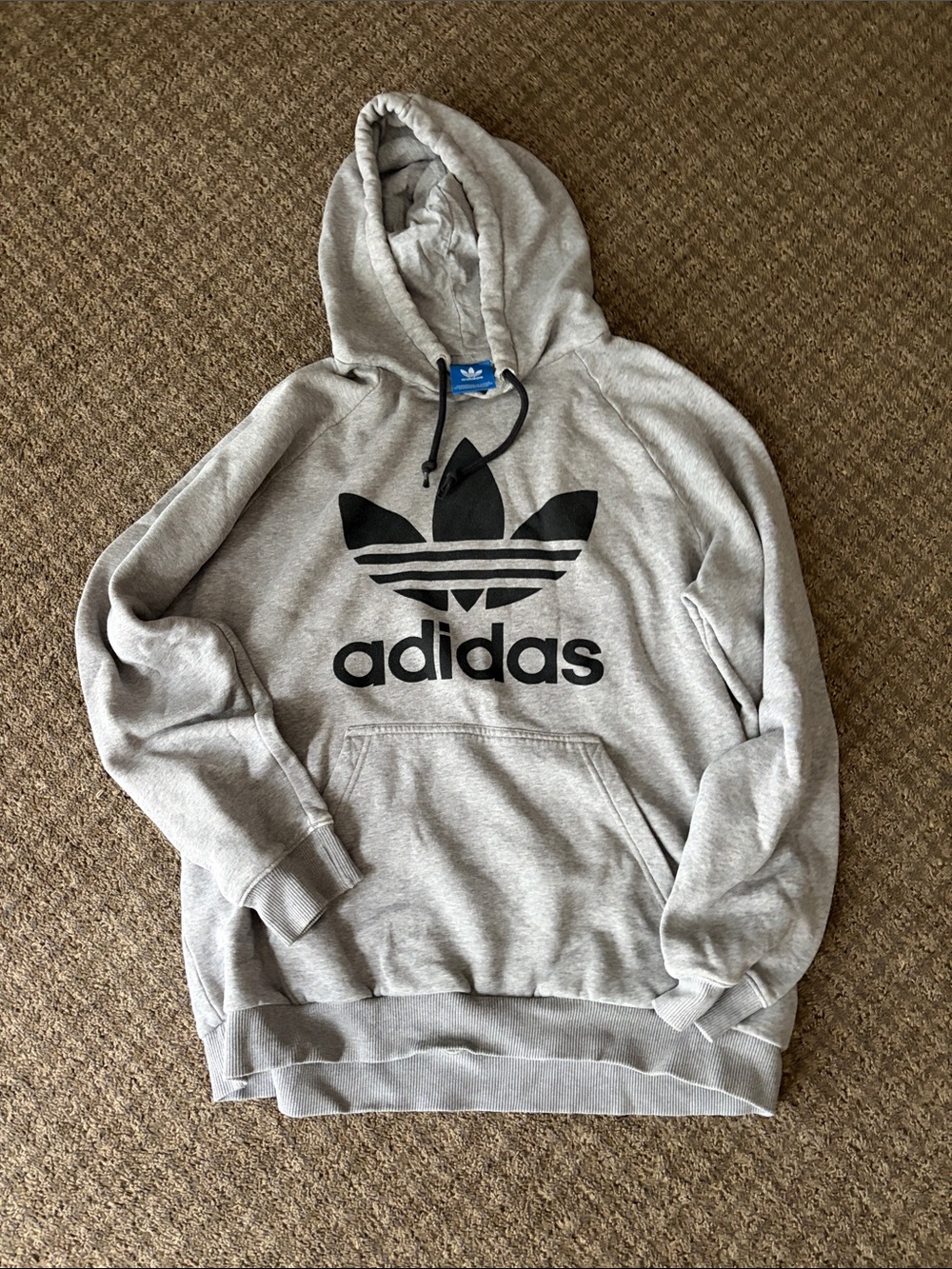 adidas Gray Hoodie with Black Trefoil Logo